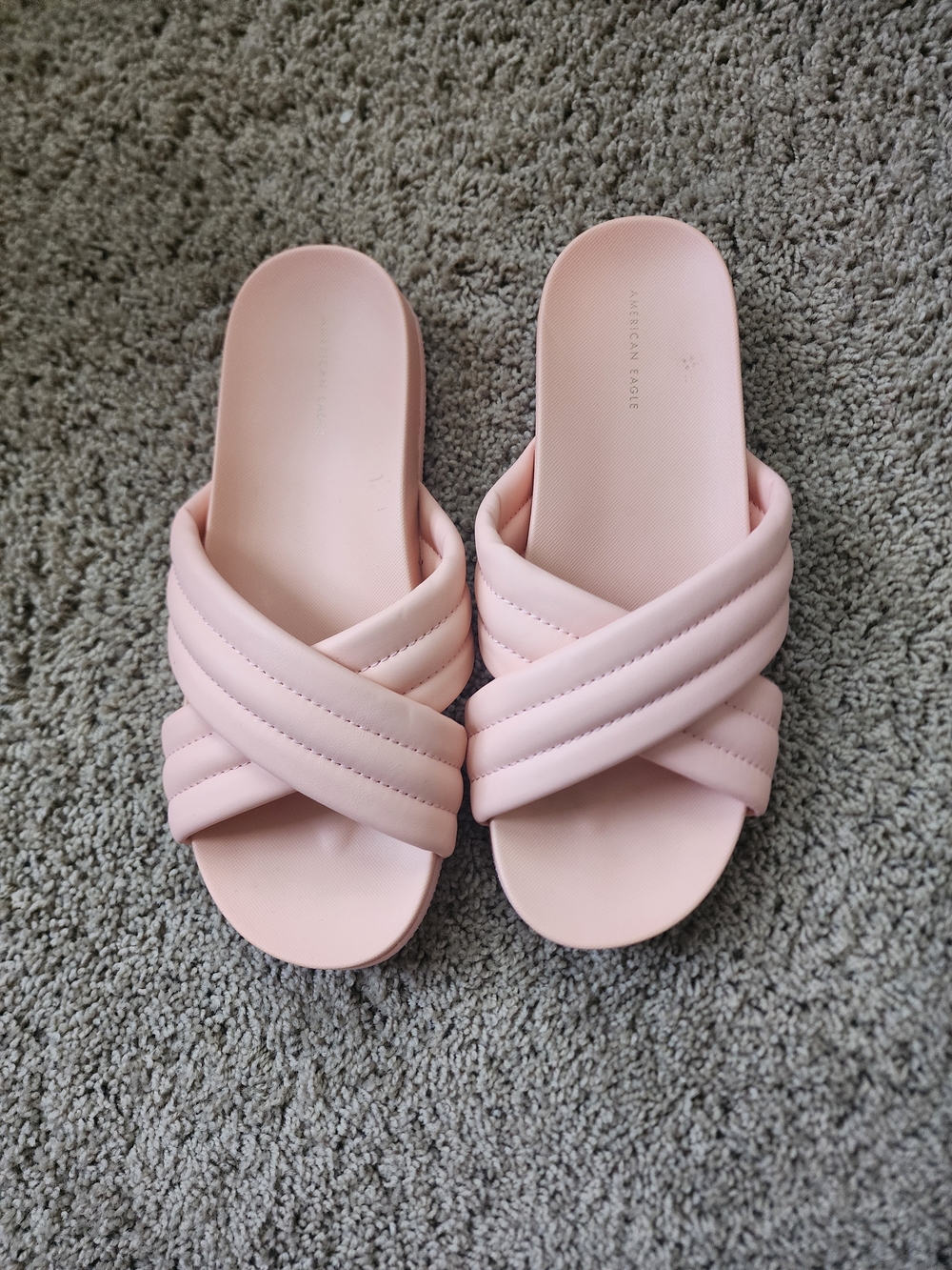 American Eagle Outfitters Blush Quilted Crossover Slide Sandals